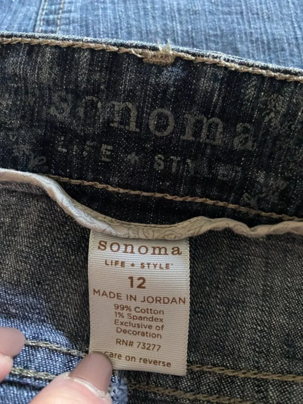Y2K Vintage Sonoma Denim Jean Skirt With Pockets Size 12 Medium Wash Cotton Blen